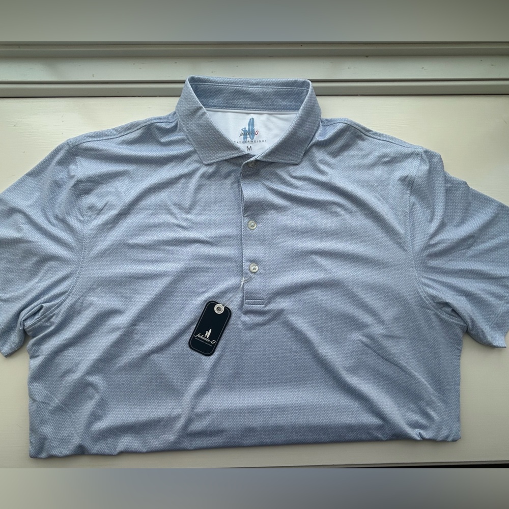 johnnie-O Featherweight Polo in Light Blue Pattern